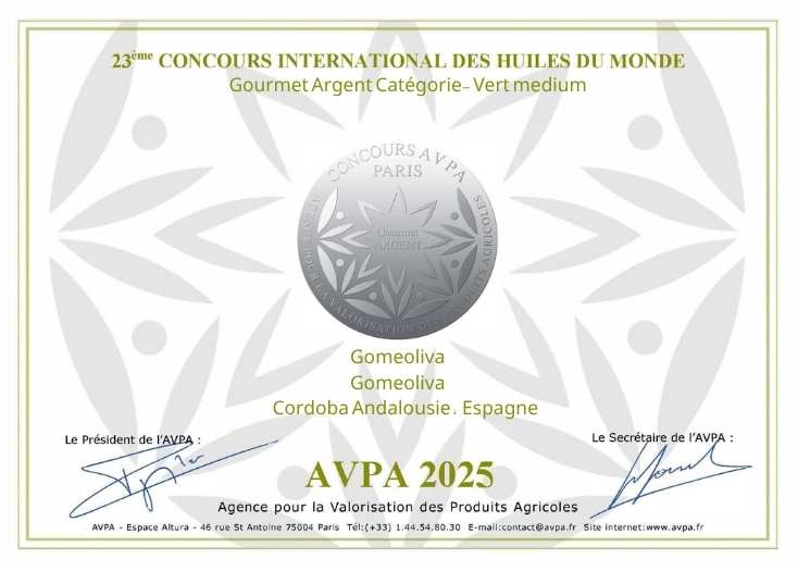 Medalla Gourmet Argent – Verde medio - Gomeoliva