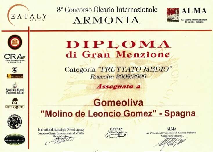 Diploma di Gran Menzione – Fruttato Medio – Molino de Leoncio Gómez